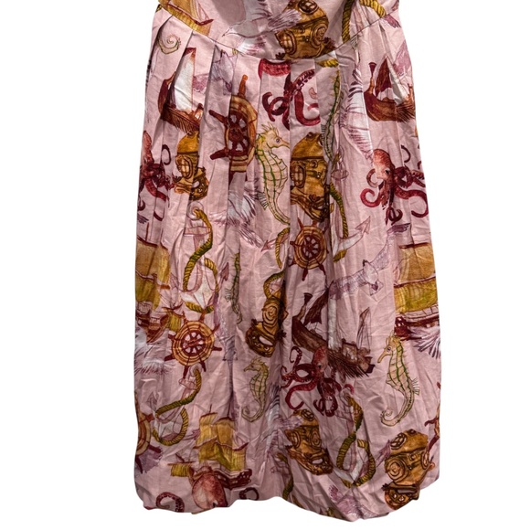 NWT Farm Rio Strappy Linen Maxi Dress Nautical Wonder Casual Beach Pink Sz XL - Picture 7 of 16